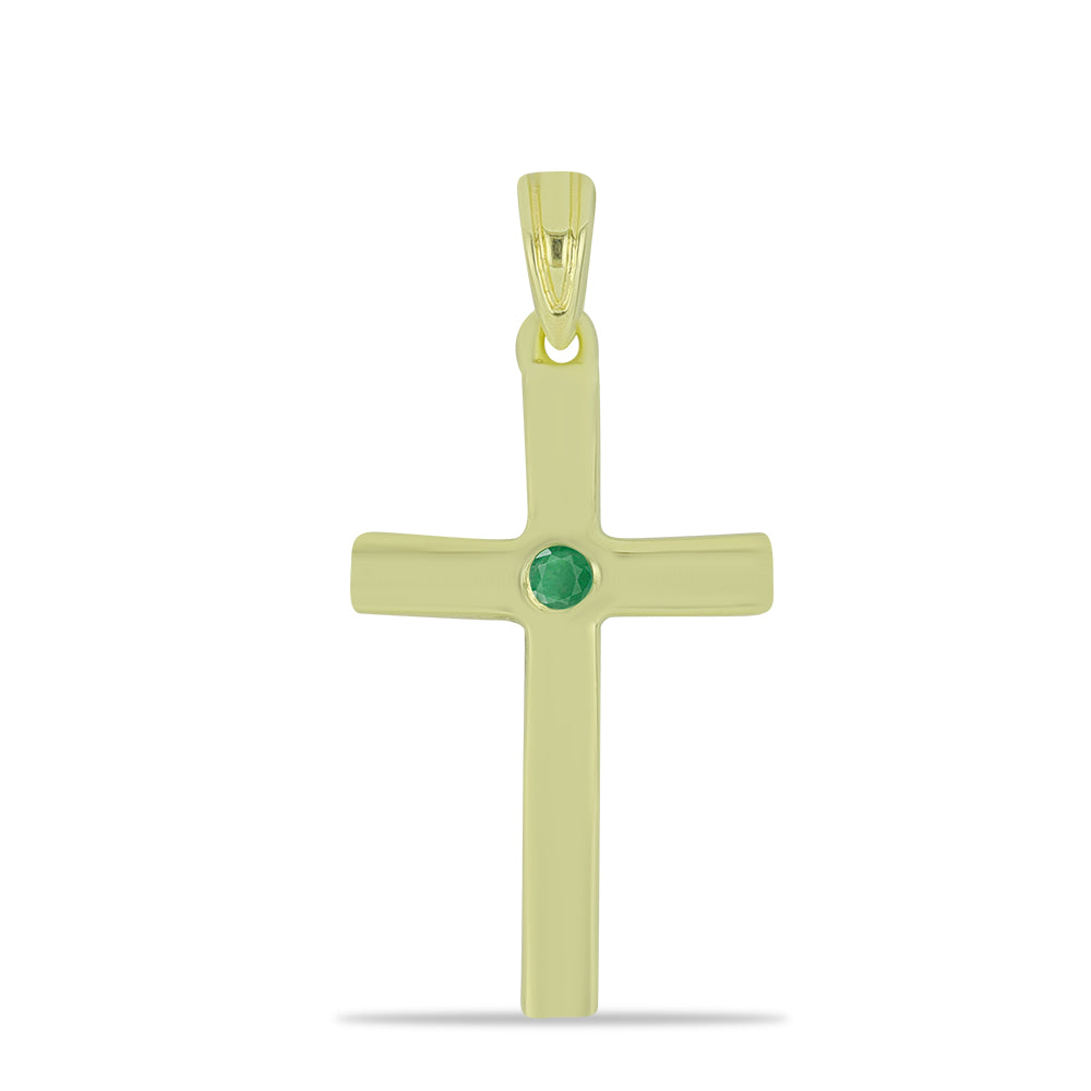Kereszt Arannyal Bevont Ezüst Medál Brazil Smaragddal 1 