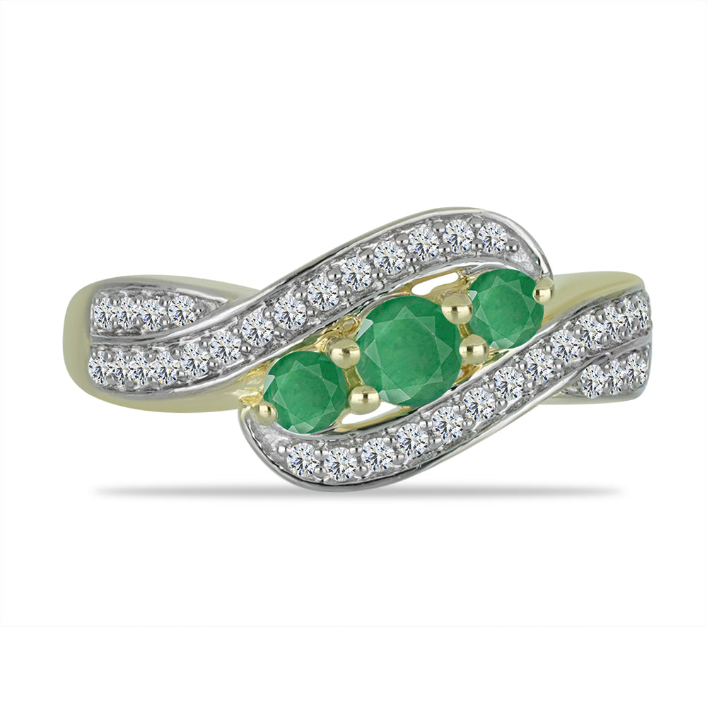 Arannyal Bevont Ezüst Gyűrű Brazil Smaragddal és Fehér Topázzal 1 