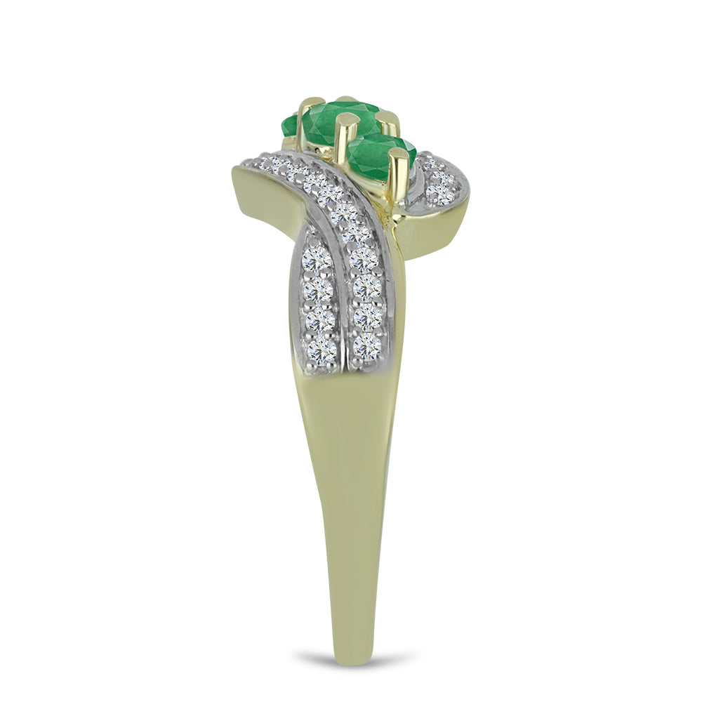 Arannyal Bevont Ezüst Gyűrű Brazil Smaragddal és Fehér Topázzal 4 