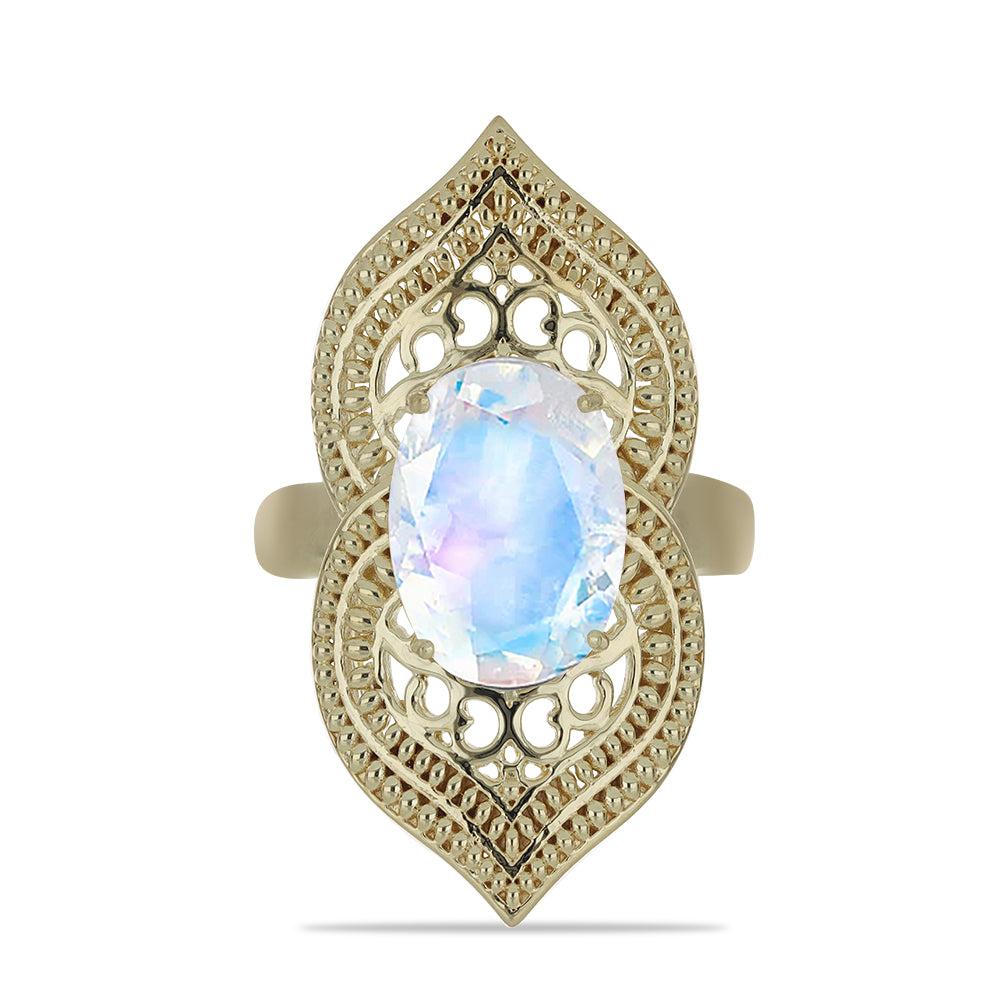 Arannyal Bevont Ezüst Gyűrű Szivárvány Holdkővel 1 