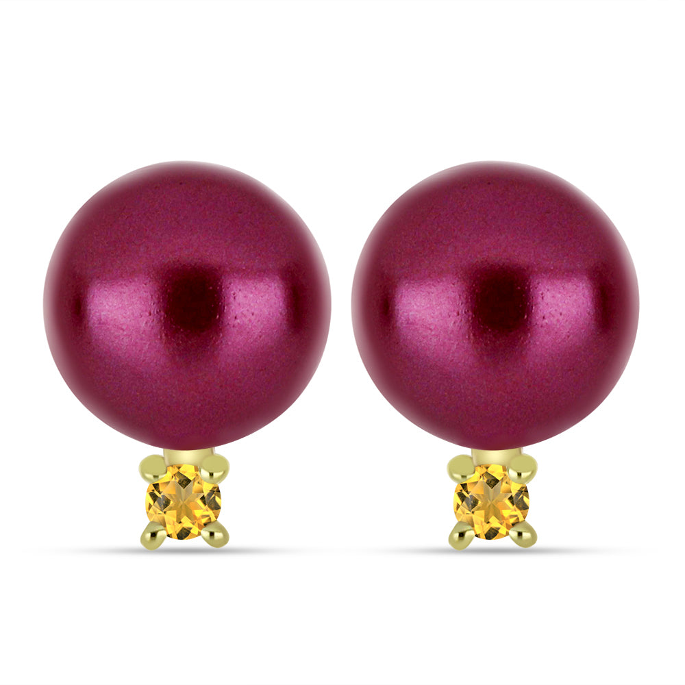 Nugget Szett Lila színű Édesvízi Kagylógyönggyel és Ural Citrinnel ( Nyaklánc+Fülbevaló+Karkötő )