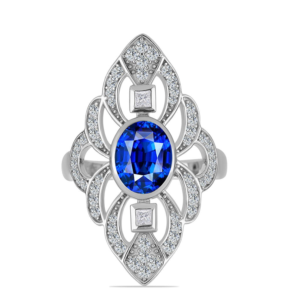 Ezüst Gyűrű Ausztrál Kék Zafírral és Fehér Topázzal 1 