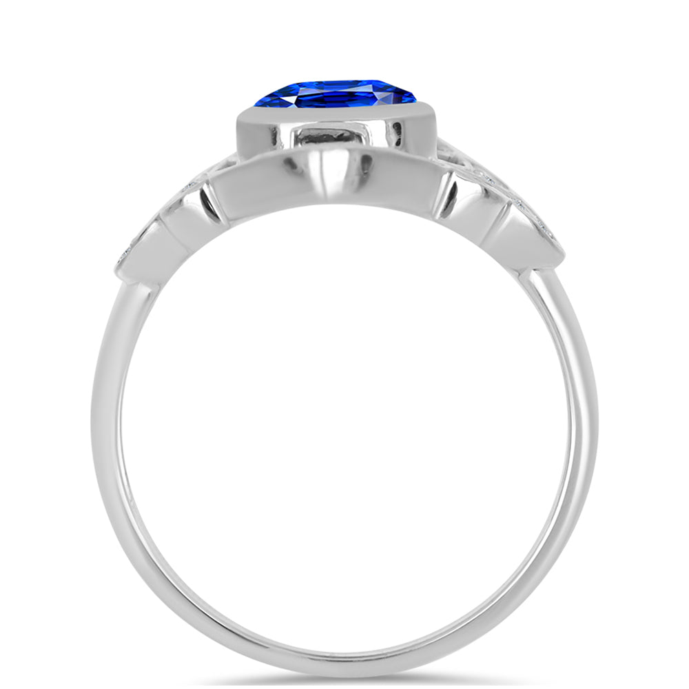 Ezüst Gyűrű Ausztrál Kék Zafírral és Fehér Topázzal 2 