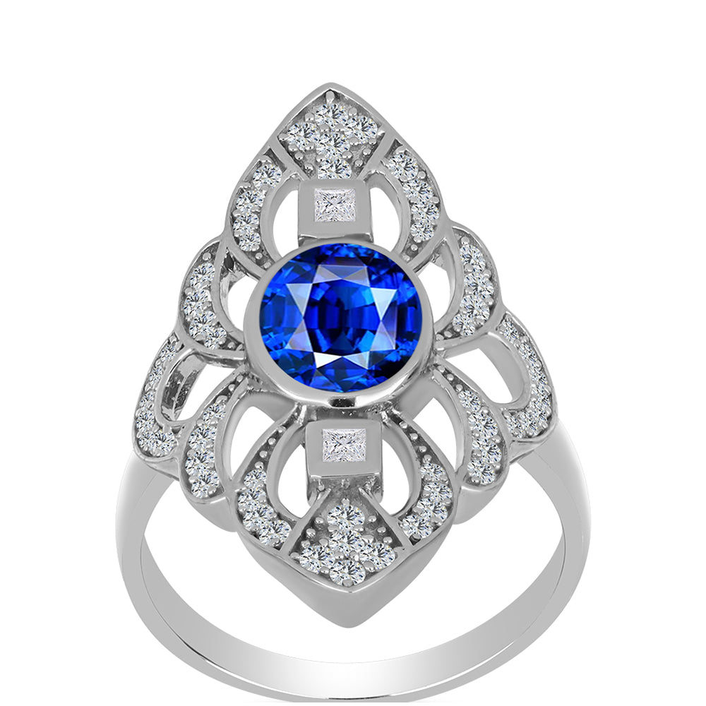 Ezüst Gyűrű Ausztrál Kék Zafírral és Fehér Topázzal