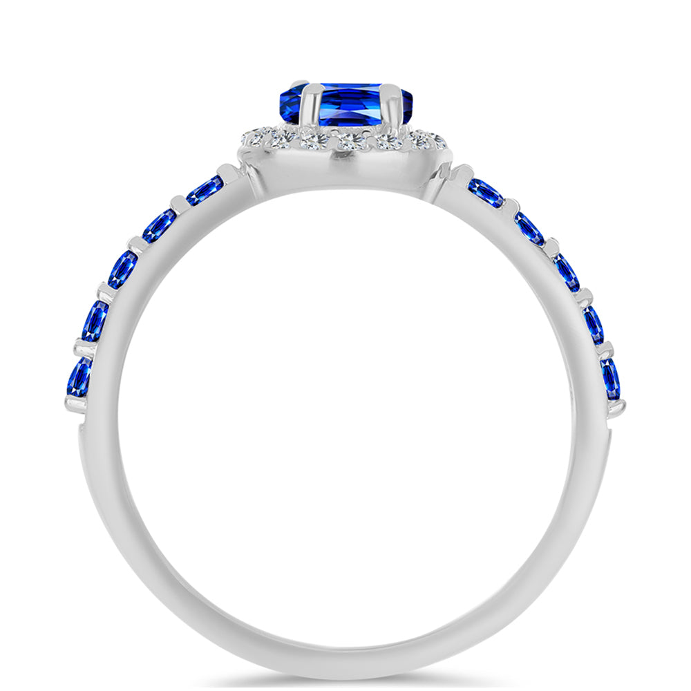 Ezüst Gyűrű Ausztrál Kék Zafírral és Fehér Topázzal 2 