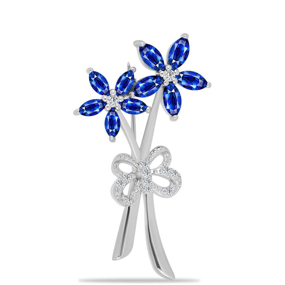 Ezüst Bross Ausztrál Kék Zafírral és Fehér Topázzal