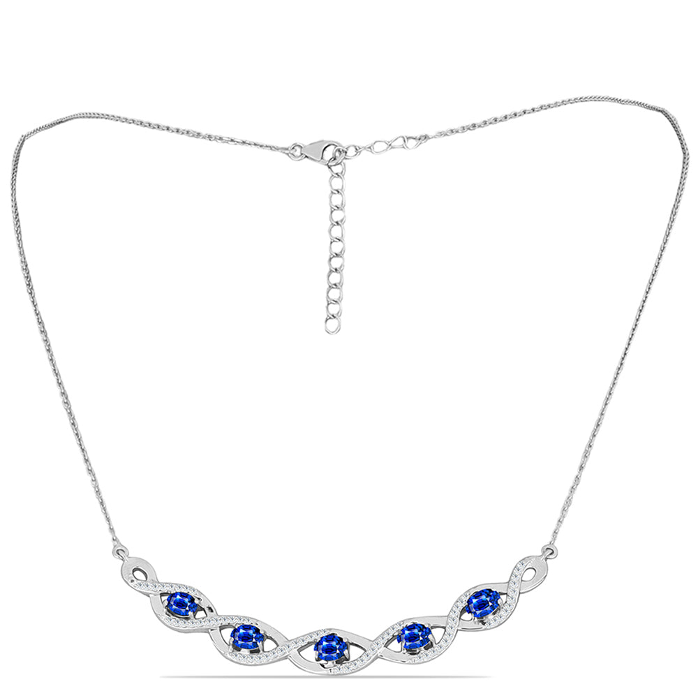 Ezüst Nyaklánc Ausztrál Kék Zafírral és Fehér Topázzal 1 