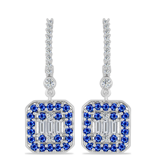 Ezüst Fülbevaló Ausztrál Kék Zafírral és Fehér Topázzal