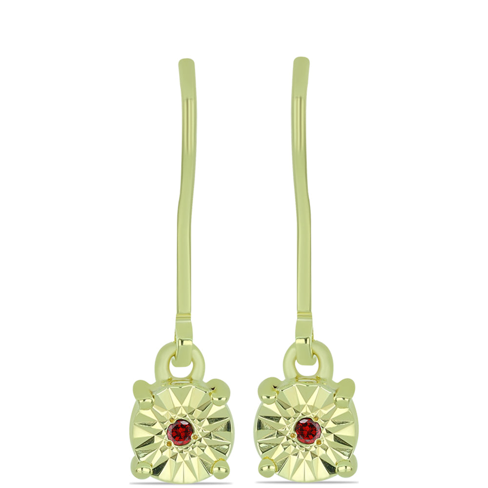 Arannyal Bevont Ezüst Fülbevaló Vörös Gyémánttal