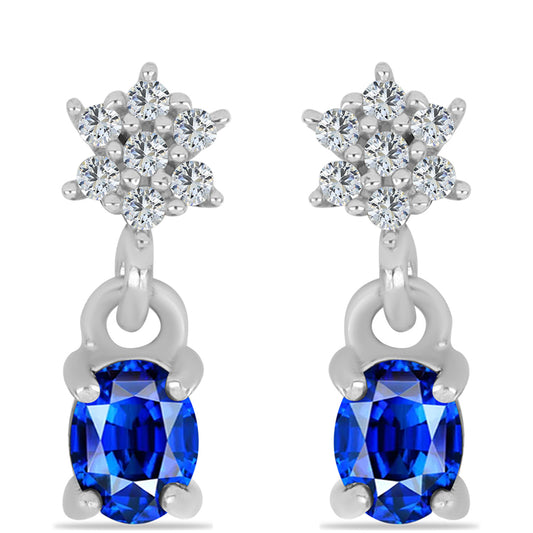 Ezüst Fülbevaló Ausztrál Kék Zafírral és Fehér Topázzal