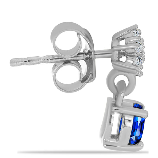 Ezüst Fülbevaló Ausztrál Kék Zafírral és Fehér Topázzal
