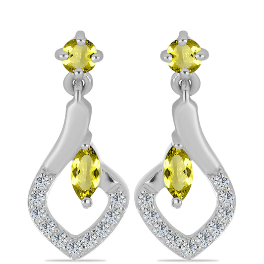 Ezüst Fülbevaló Citrom Topázzal és Fehér Topázzal