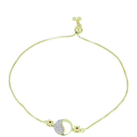 Arannyal Bevont Ezüst Karkötő Vörös Gyémánttal és Fehér Gyémánttal