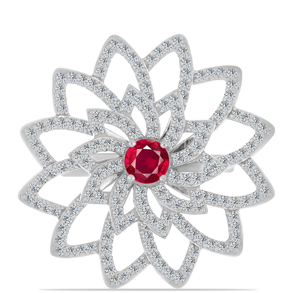 Ezüst Gyűrű Madagaszkári Rubinnal és Fehér Topázzal