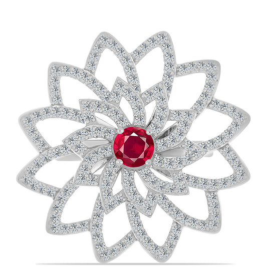 Ezüst Gyűrű Madagaszkári Rubinnal és Fehér Topázzal