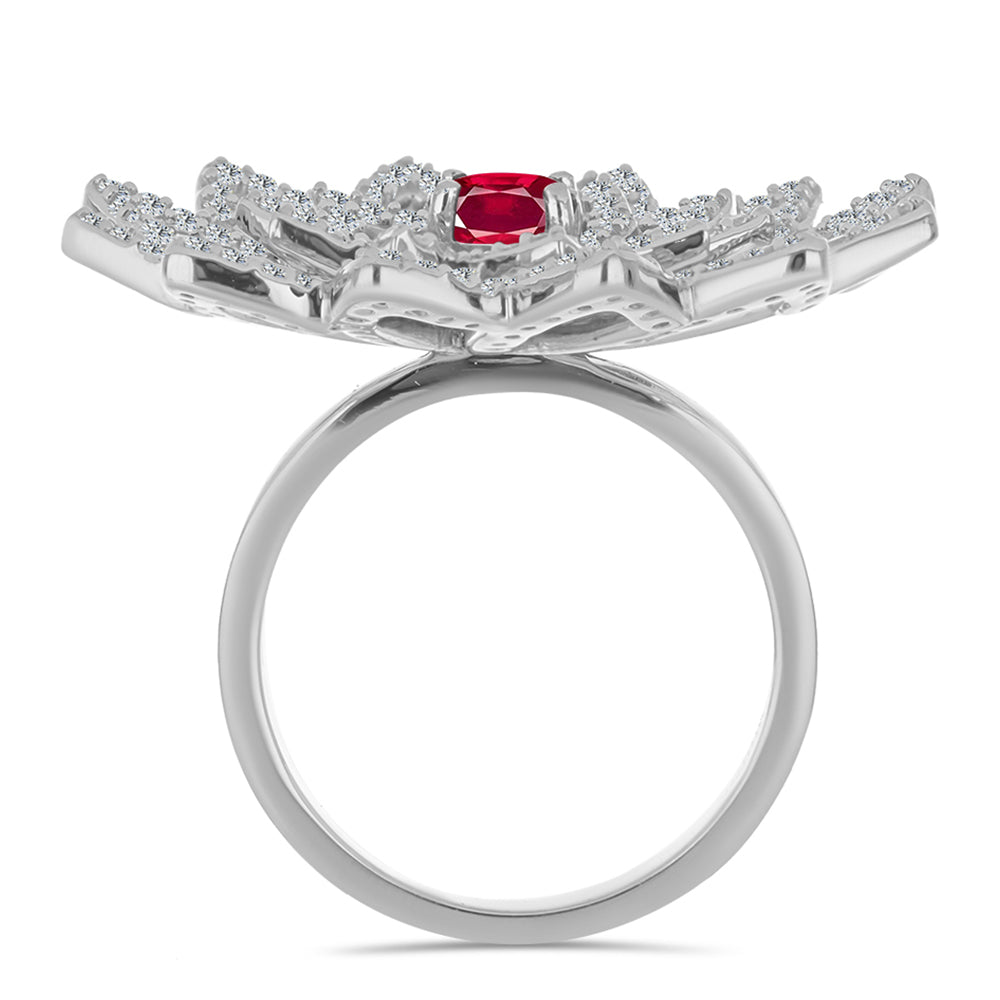 Ezüst Gyűrű Madagaszkári Rubinnal és Fehér Topázzal 2 