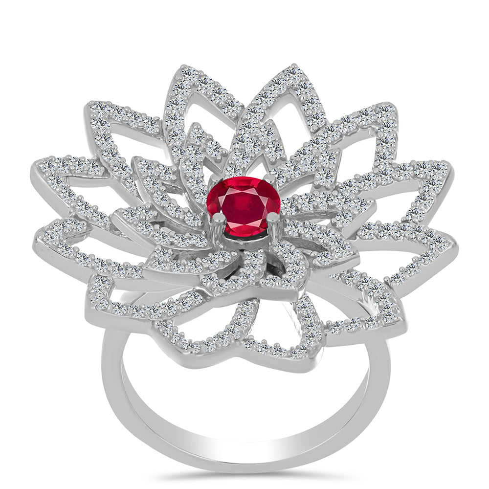 Ezüst Gyűrű Madagaszkári Rubinnal és Fehér Topázzal 3 