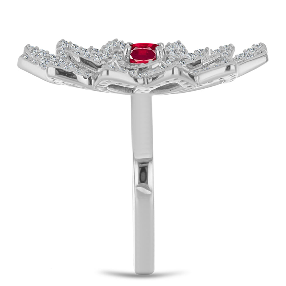 Ezüst Gyűrű Madagaszkári Rubinnal és Fehér Topázzal