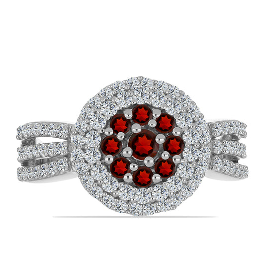 Ezüst Gyűrű Barton Gránáttal és Fehér Topázzal