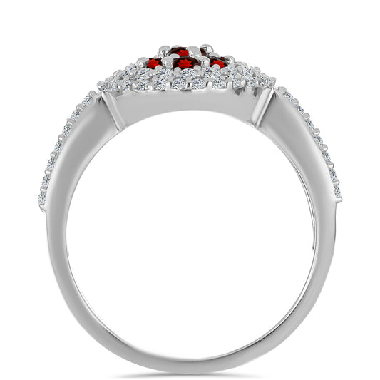 Ezüst Gyűrű Barton Gránáttal és Fehér Topázzal