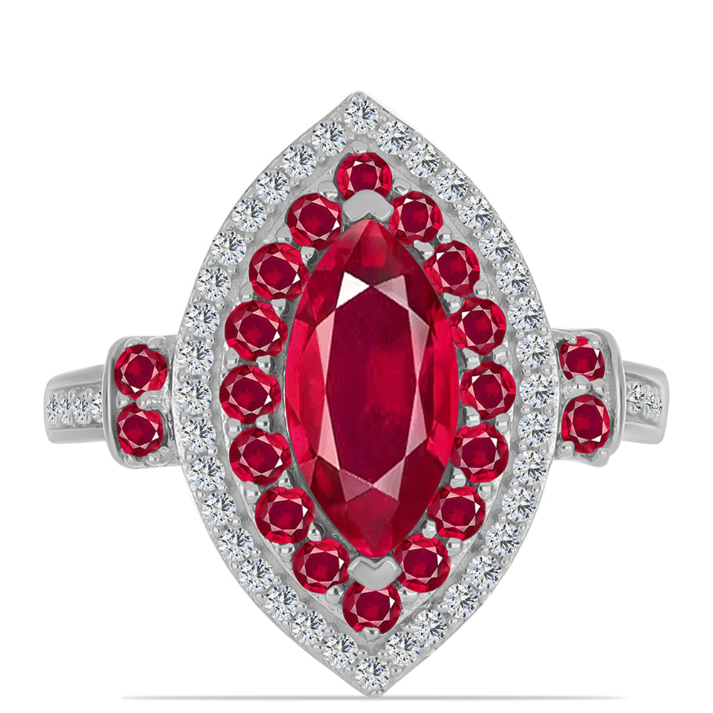 Ezüst Gyűrű Madagaszkári Rubinnal és Fehér Topázzal