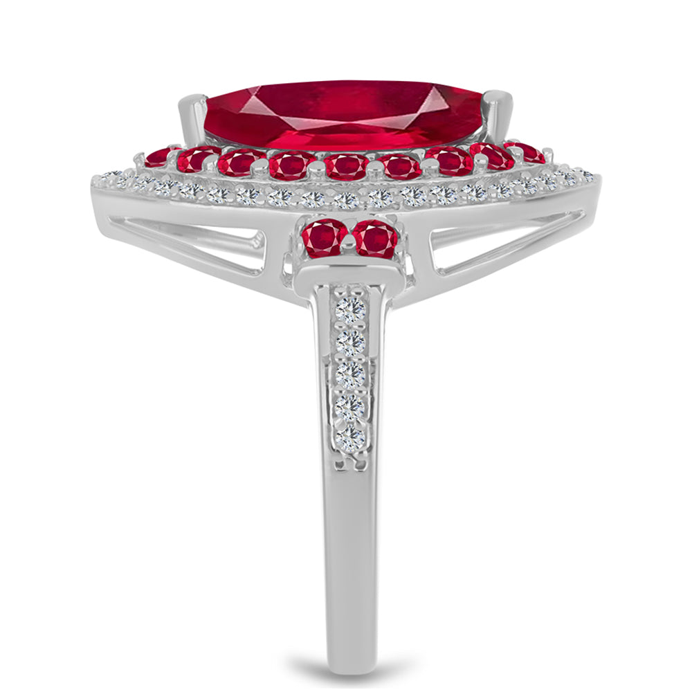 Ezüst Gyűrű Madagaszkári Rubinnal és Fehér Topázzal 4 