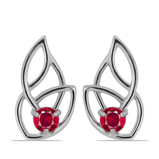 Ezüst Fülbevaló Madagaszkári Rubinnal