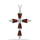 Kereszt Ezüst Medál Barton Gránáttal és Fehér Topázzal