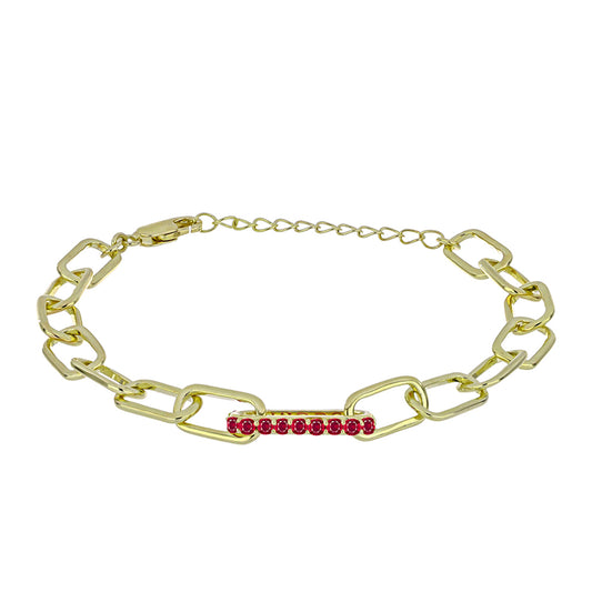 Arannyal Bevont Ezüst Karkötő Madagaszkári Rubinnal