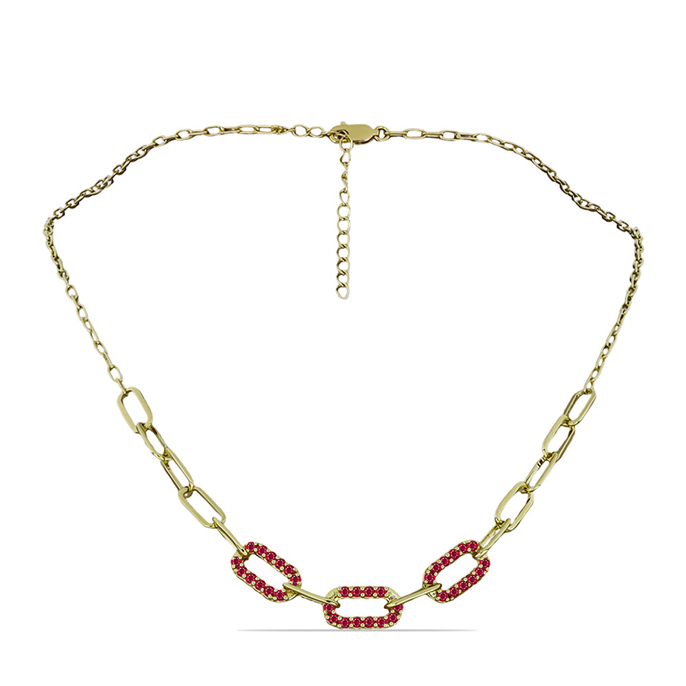 Arannyal Bevont Ezüst Nyaklánc Madagaszkári Rubinnal 1 