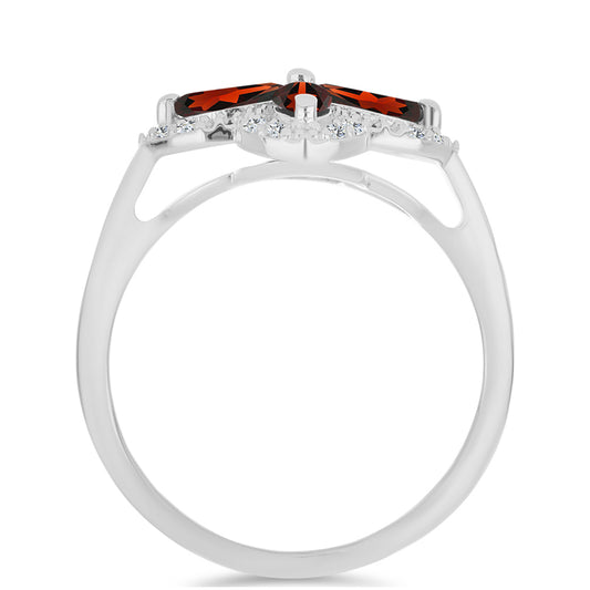 Ezüst Gyűrű Barton Gránáttal és Fehér Topázzal
