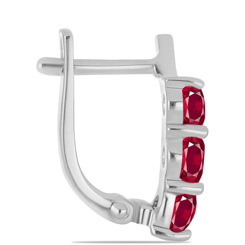 Ezüst Fülbevaló Madagaszkári Rubinnal 2 