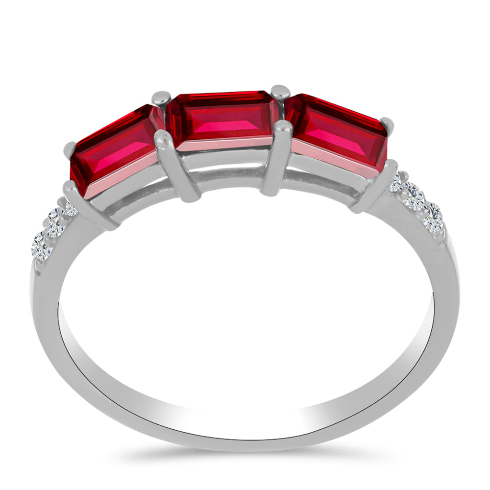 Ezüst Gyűrű Madagaszkári Rubinnal és Fehér Topázzal 3 