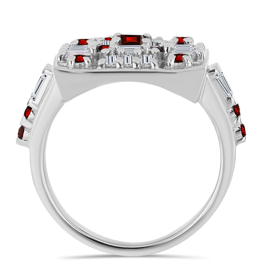 Ezüst Gyűrű Barton Gránáttal és Fehér Cirkónnal