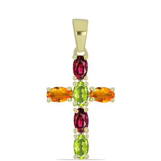 Kereszt Arannyal Bevont Ezüst Medál Csakra Tourmalinnal