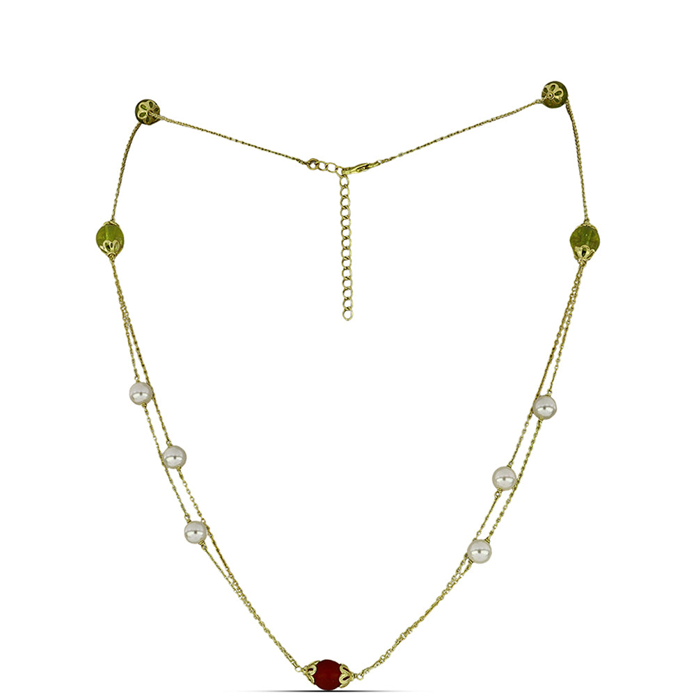 Arannyal Bevont Ezüst Nyaklánc Ural Citrinnel és Karneollal 1 