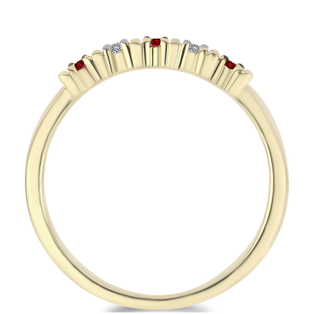 Arannyal Bevont Ezüst Gyűrű Vörös Gyémánttal és Fehér Gyémánttal