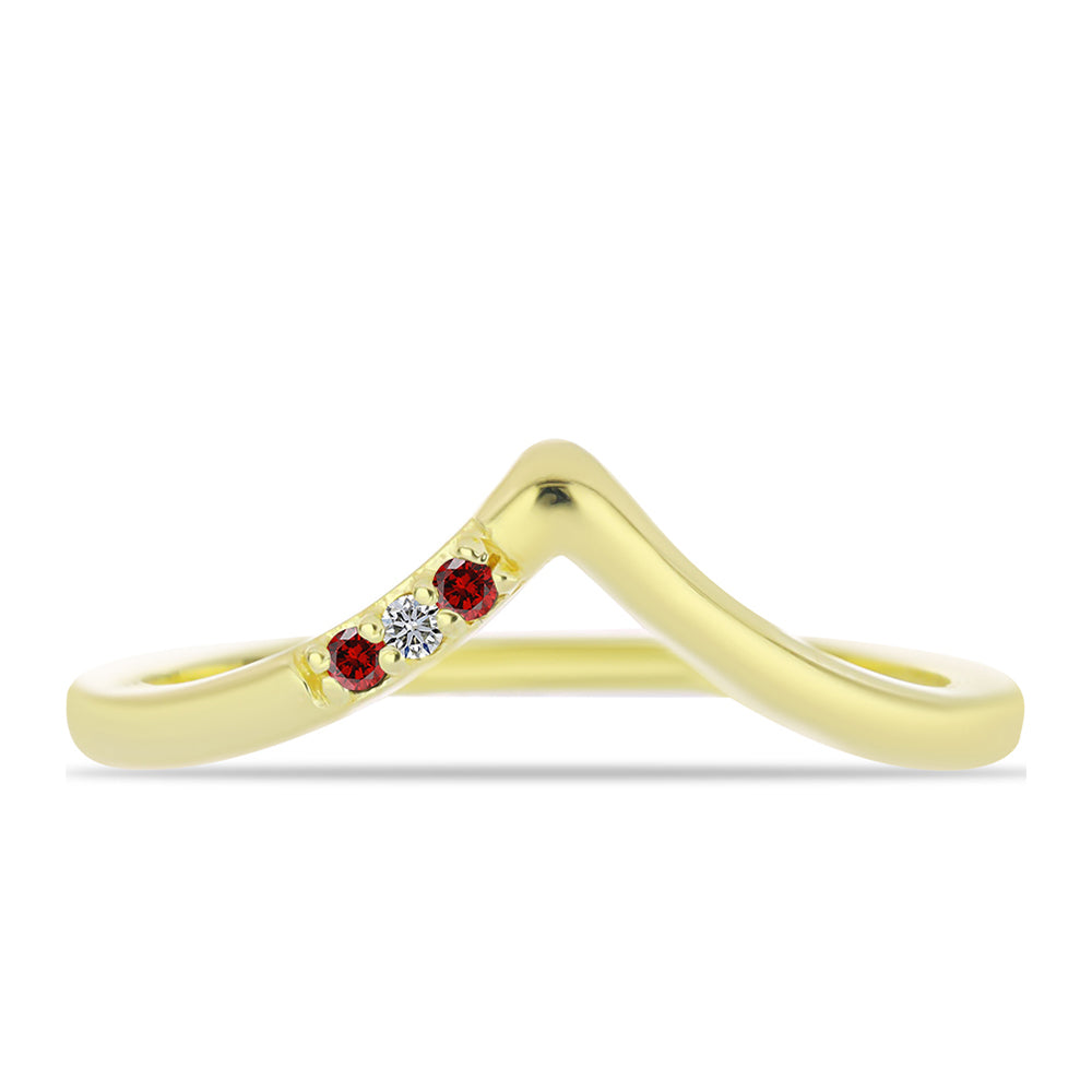 Arannyal Bevont Ezüst Gyűrű Vörös Gyémánttal és Fehér Gyémánttal 1 