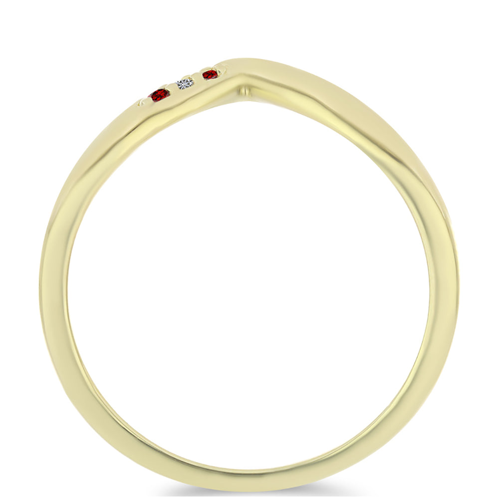 Arannyal Bevont Ezüst Gyűrű Vörös Gyémánttal és Fehér Gyémánttal 2 