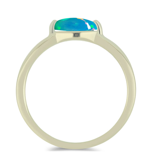 Arannyal Bevont Ezüst Gyűrű Etiópiai Paraiba Kék Opállal