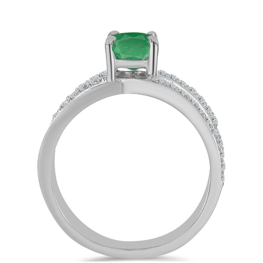 Ezüst Gyűrű Brazil Smaragddal és Fehér Topázzal