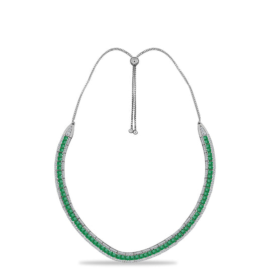 Ezüst Nyaklánc Brazil Smaragddal és Fehér Topázzal