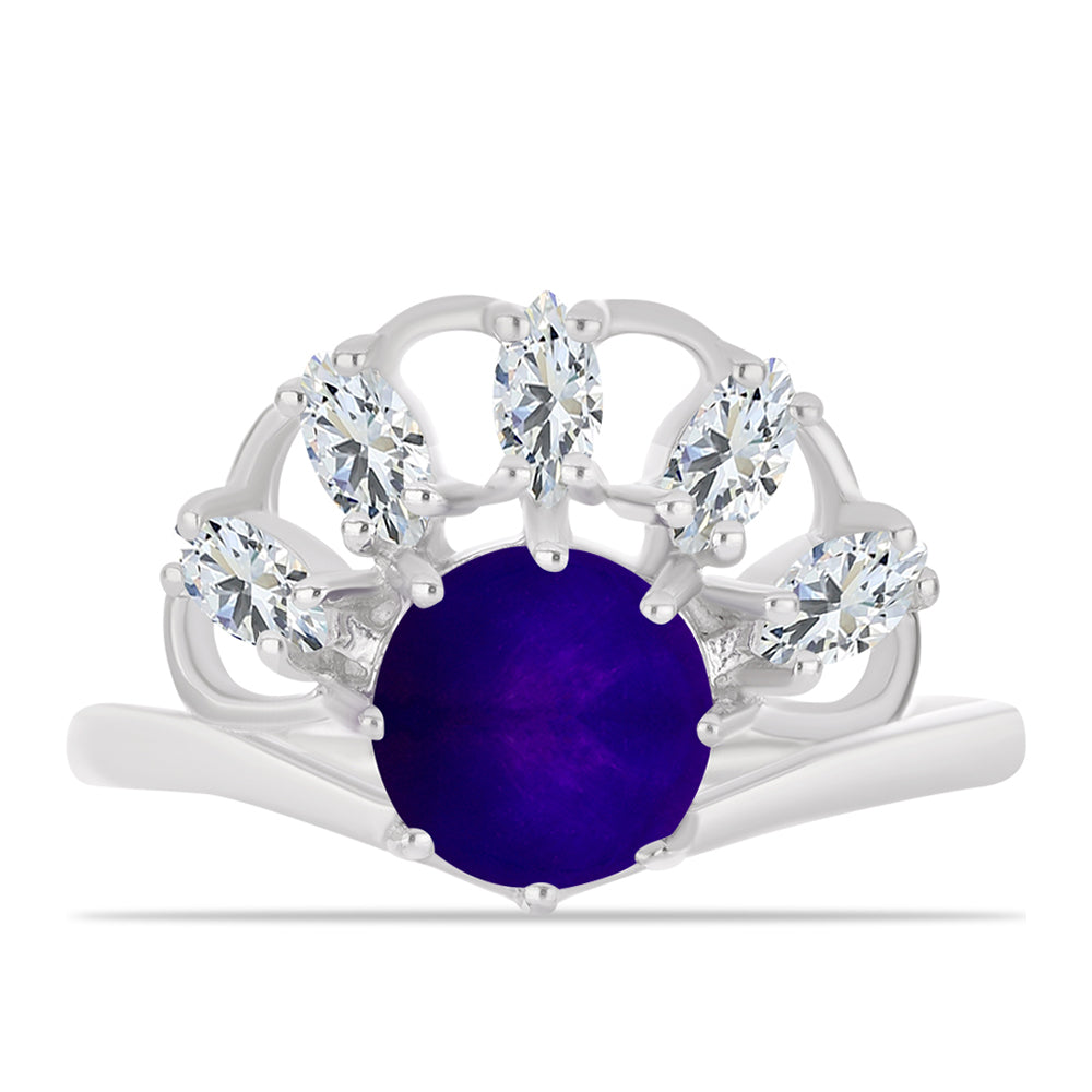 Ezüst Gyűrű Bíbor Jádéval és Fehér Topázzal