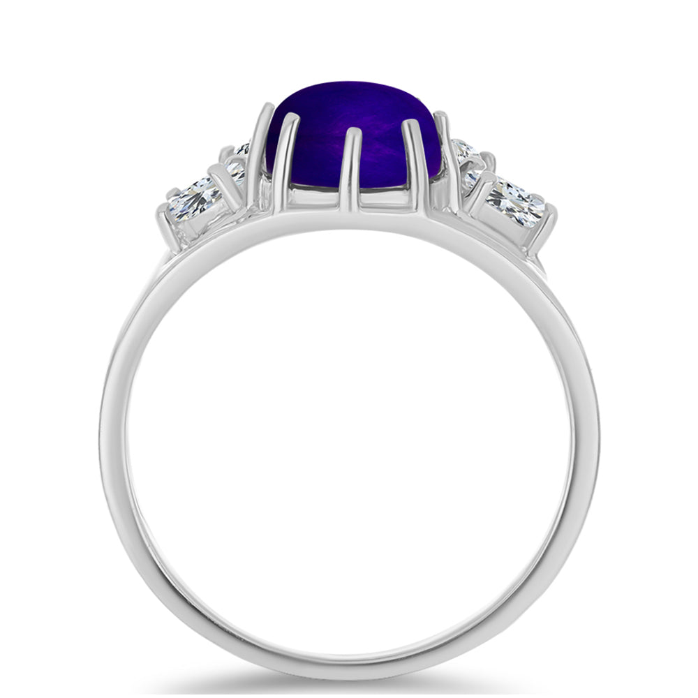 Ezüst Gyűrű Bíbor Jádéval és Fehér Topázzal 2 