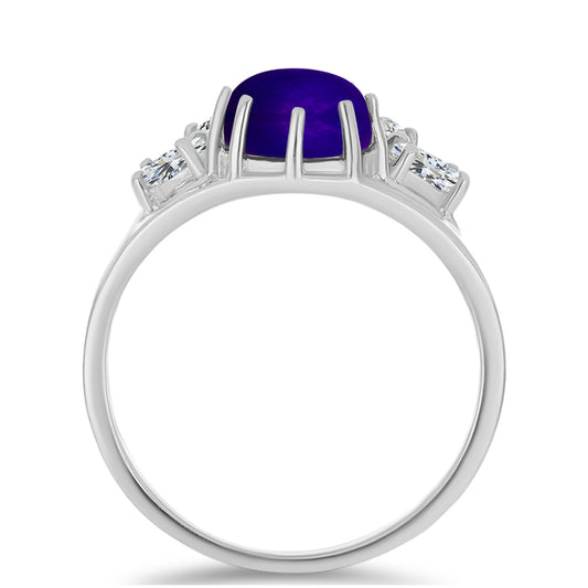 Ezüst Gyűrű Bíbor Jádéval és Fehér Topázzal