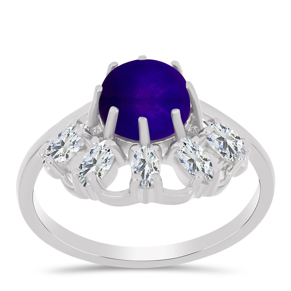 Ezüst Gyűrű Bíbor Jádéval és Fehér Topázzal 3 