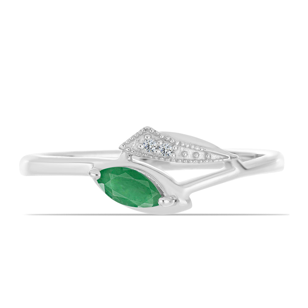 Ezüst Gyűrű Brazil Smaragddal és Fehér Topázzal