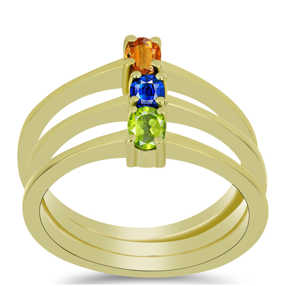 Arannyal Bevont Ezüst Szett Ausztrál Kék Zafírral és Padparadschai Zafírral ( Gyűrű )