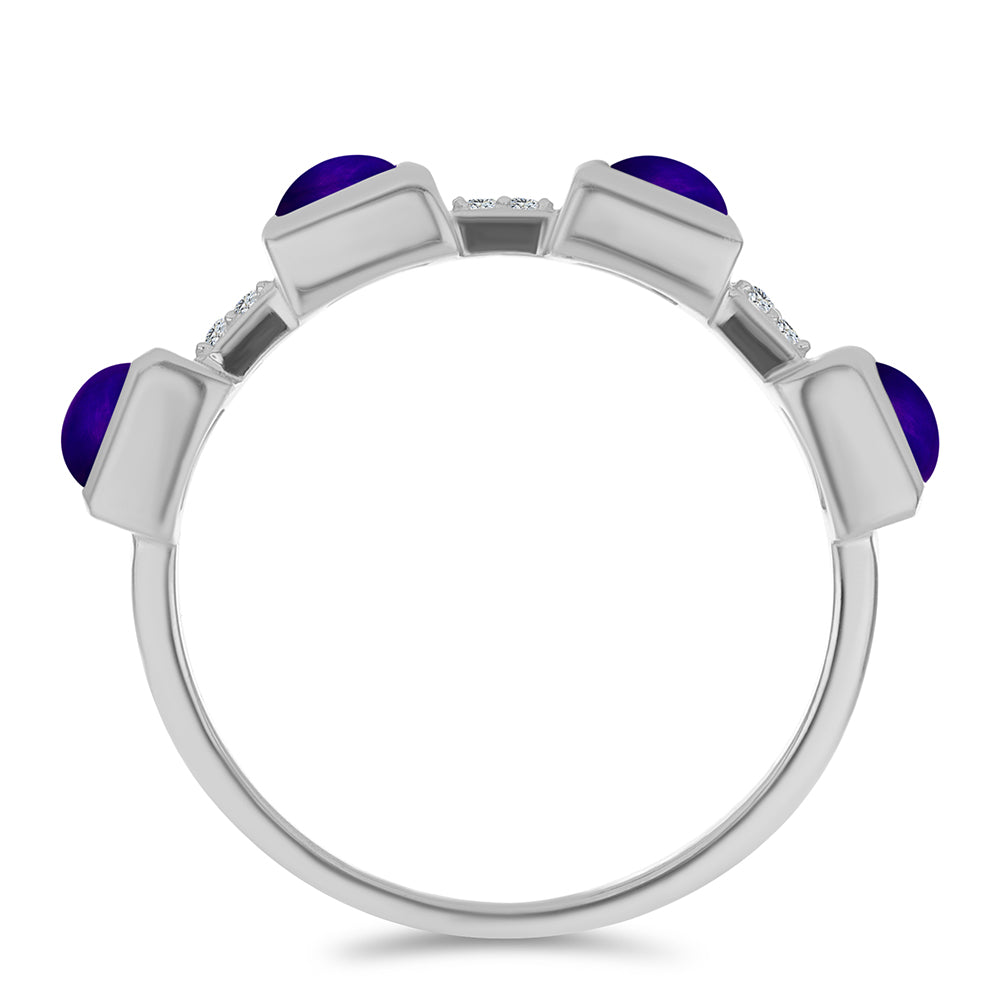 Ezüst Gyűrű Bíbor Jádéval és Fehér Topázzal 3 