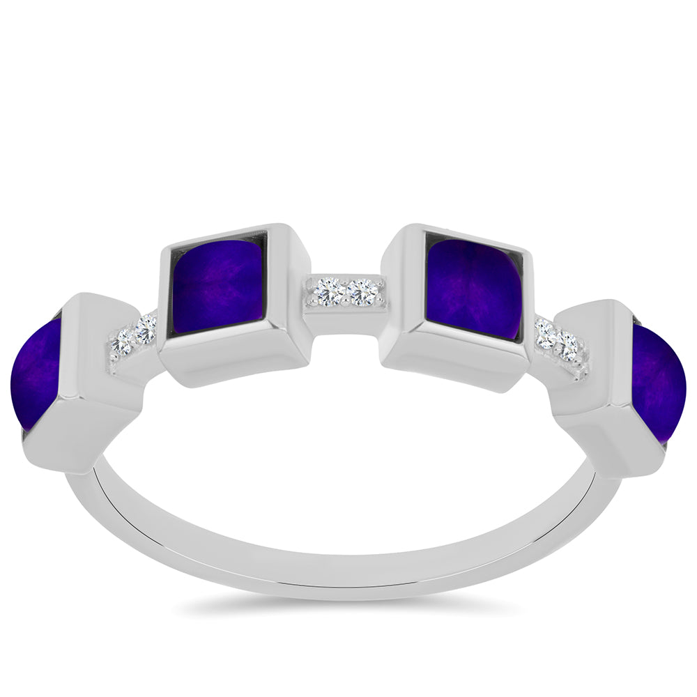 Ezüst Gyűrű Bíbor Jádéval és Fehér Topázzal